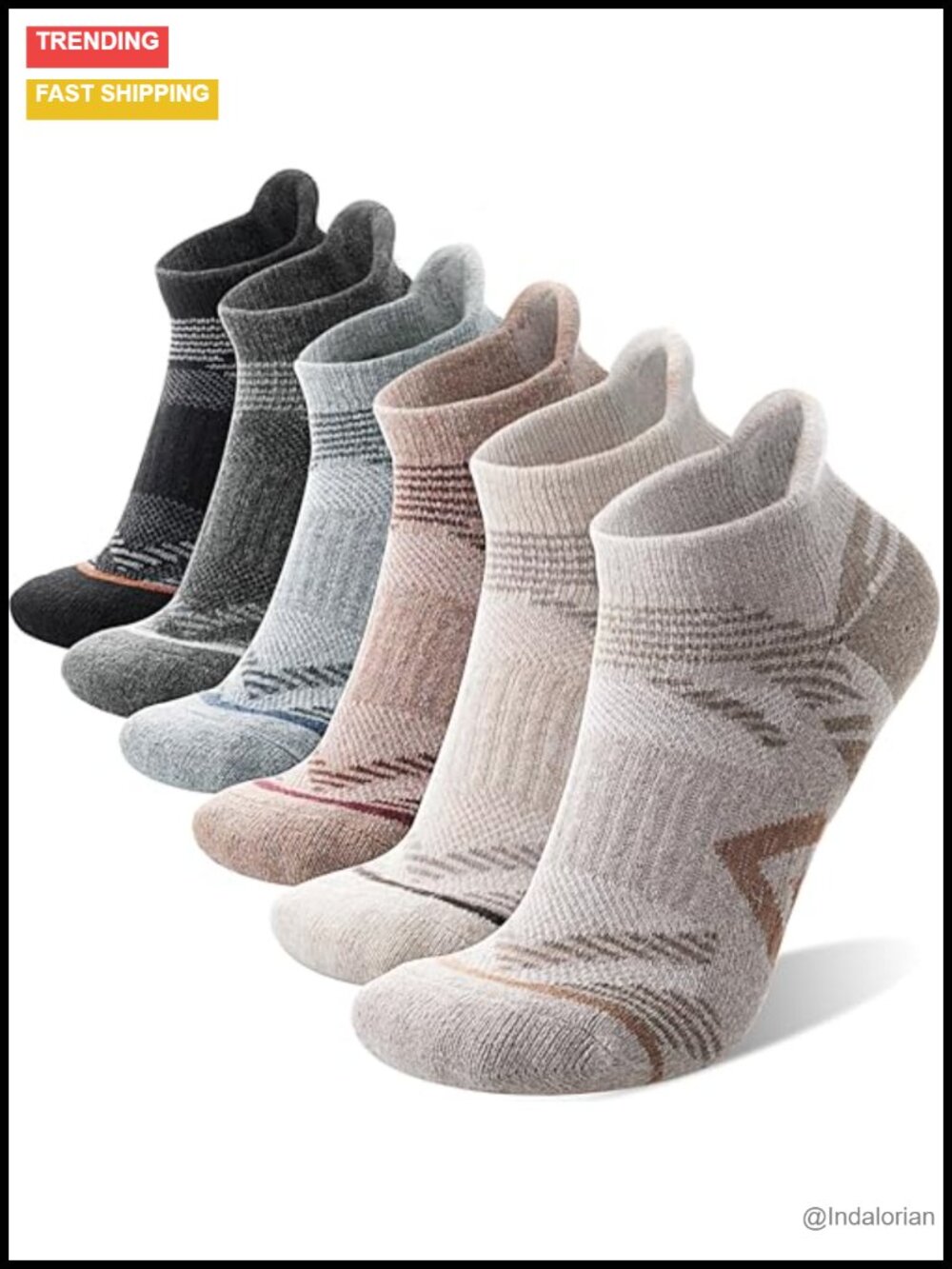 6 Pairs Merino Wool Compression Hiking Running Socks Cushion Breathable
